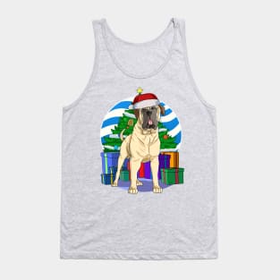 Funny English Mastiff Dog Cute Santa Christmas Gift Tank Top